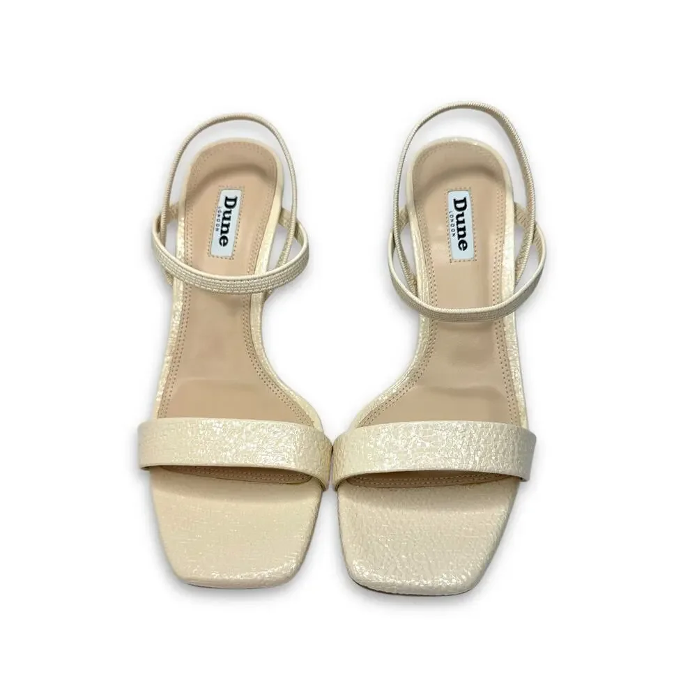 Dune London Methodical Ankle Strap Sandal 40 US 10 Ecru Neutral Reptile Heels